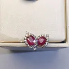 Ruby Earrings Pigeon Blood Red S925 Silver Plated 18K Gold Fire Color Beautiful 3x4mm NATURAL RUBY EARRINGS