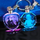 Shape Gifts Nice Heart Shape 3d Laser Crystal Keychain For Wedding Gifts