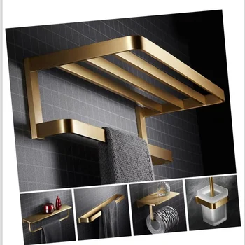 Hot sale solid brass gold toilet washroom bathroom accessories set