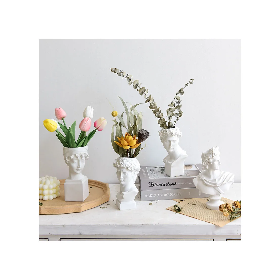 2023 new design hot sell living room furniture household products home decor flower vases David head vases Plastic vases