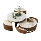 New Design Table Coffee New Design Modern Table Tea Table Set With Small Stool Living Room Furniture Coffee Table