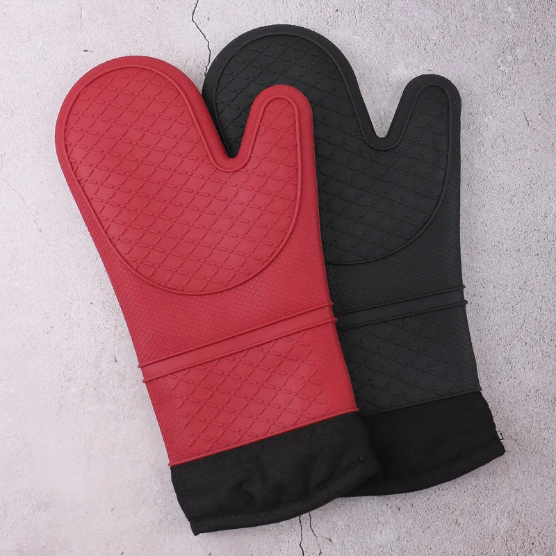 Customized Kitchen Cooking Silicone Oven Mitts OEM & ODM Household Microwave Oven Baking Thickened Silicone Insulated Gloves