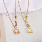 Snake Fashion 18K Gold Plated Titanium Steel Snake Chain Square Shell Mickey Pendant Necklace
