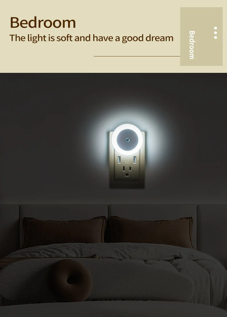 Bedroom Hallway Bathroom Kitchen Kids Room baby room Dynamic RGB Bedroom LED Nightlight Sensor Plug In Night Lamp light