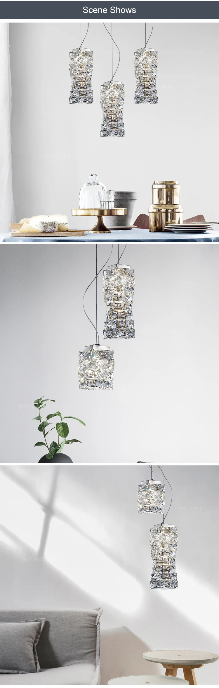 pft8459 new product k9 crystal led hanging light indoor decorative pendant for living bedroom dining room stylish home chandelier-3