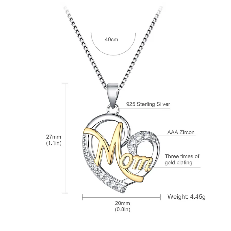 mother's day 2021 mother gift 925 sterling silver mom heart pendant mothers day necklace