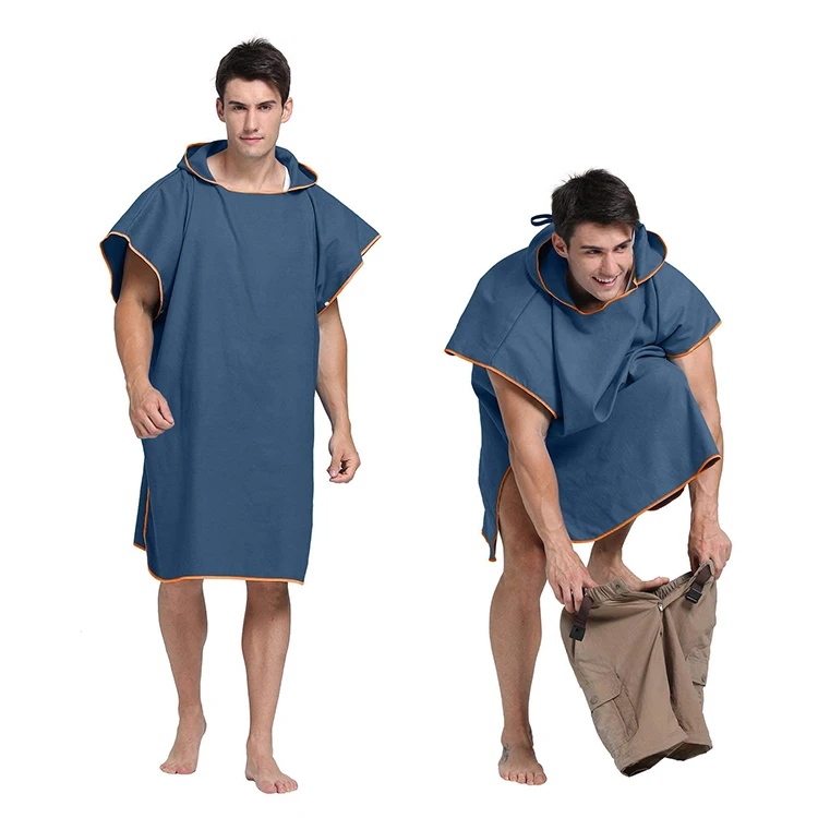 Hot Sale Woman Man Change Cloth Bath Robe Colorful Printing Surf Hooded Poncho Towel