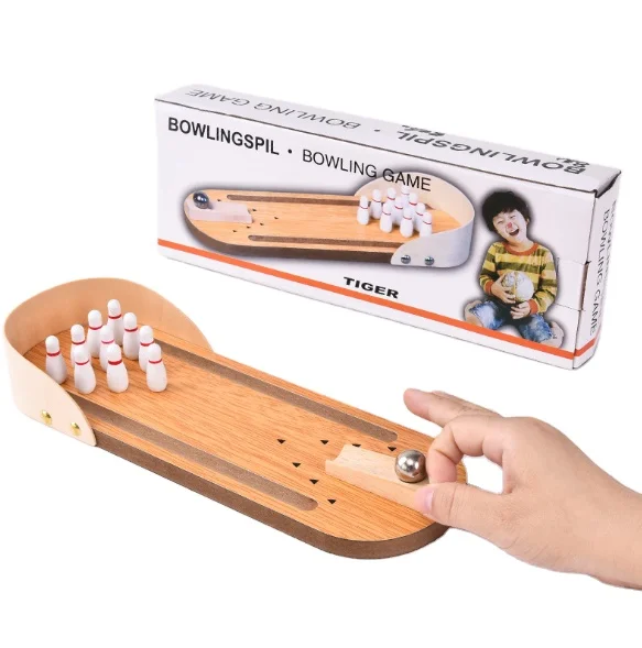 Mini Bowling Game Wooden Desktop Bowling Game Classic Desk Ball Educational Board Game for Kids