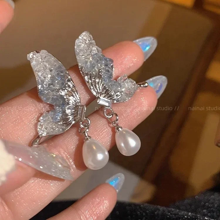 Fairy Tempered Crystal Butterfly Earrings Fashion Jewelry for Women