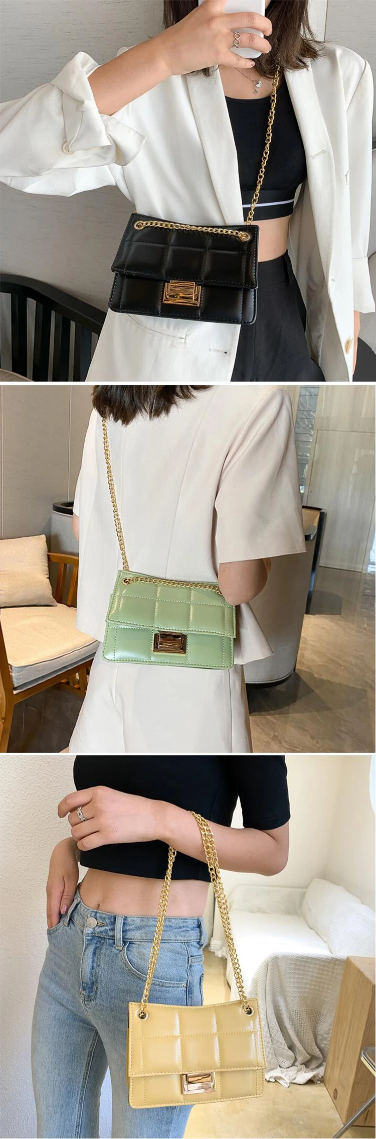 2021 luxury latest style ladies crossbody bag single shoulder chain handbags pu leather tote hand bags for women