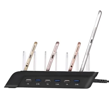 6 Port USB Fast Charger Station Saving Convenient Mobile Phone Charging Dock Wireless Charger Mobile Phone Tablet MP3