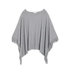 Cashmere Cape Autumn And Winter Round Neck Pullover Tassel Sweater Luxury Light Gray Cashmere Ponchos For Women Cape