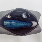 Closure Type Matching Stitching Unisex Genuine Leather Toiletry Bag