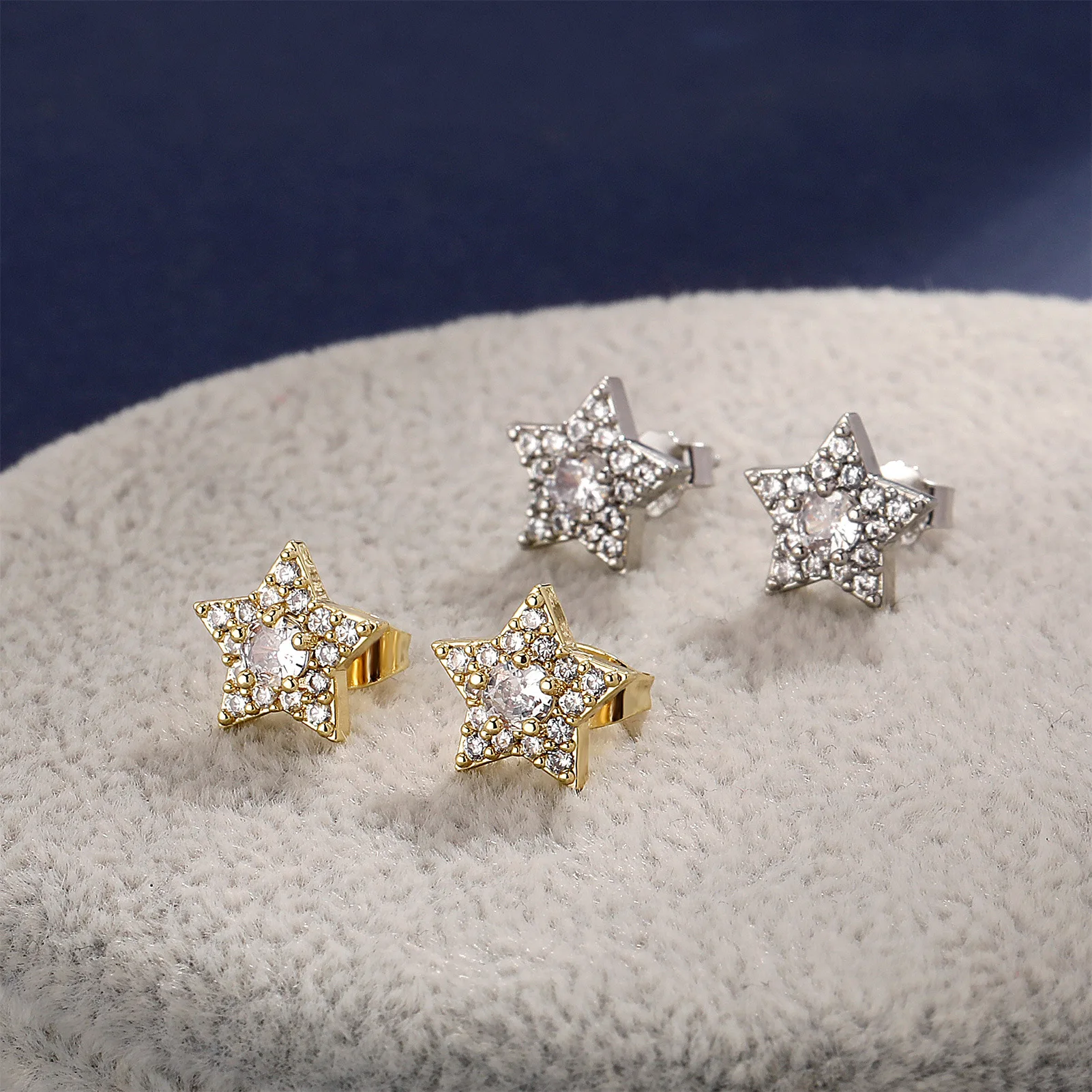 Top Icy Iced Out Star Stud Diamond Earrings 18K Gold Plated Fine Jewelry Earrings Women Jewelry