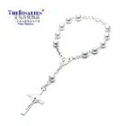 Pearl Beads White Pearl Rosary Bracelet Cross Catholicism Gift Religious Prayer Beads Rosaries