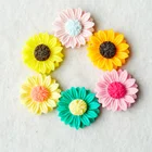 Resin Resin 200Pcs/Bag Flatback Resin Charms Sunflower With Hole For Slime DIY Crafts Scrapbooking Crafts
