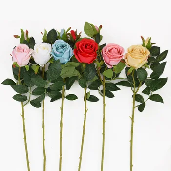 AF0014 High Quality Artificial Fake Silk Roses Wholesale Big Rose Yellow Flower For Wedding Centerpiece Flower Decoration
