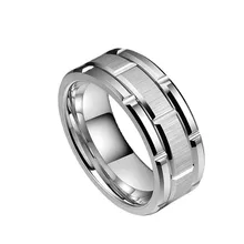 8mm Tungsten Ring Horizontal Groove Ring 8mm Silver&gold&black Wedding Band Stepped Edges For Mens Comfort Fit