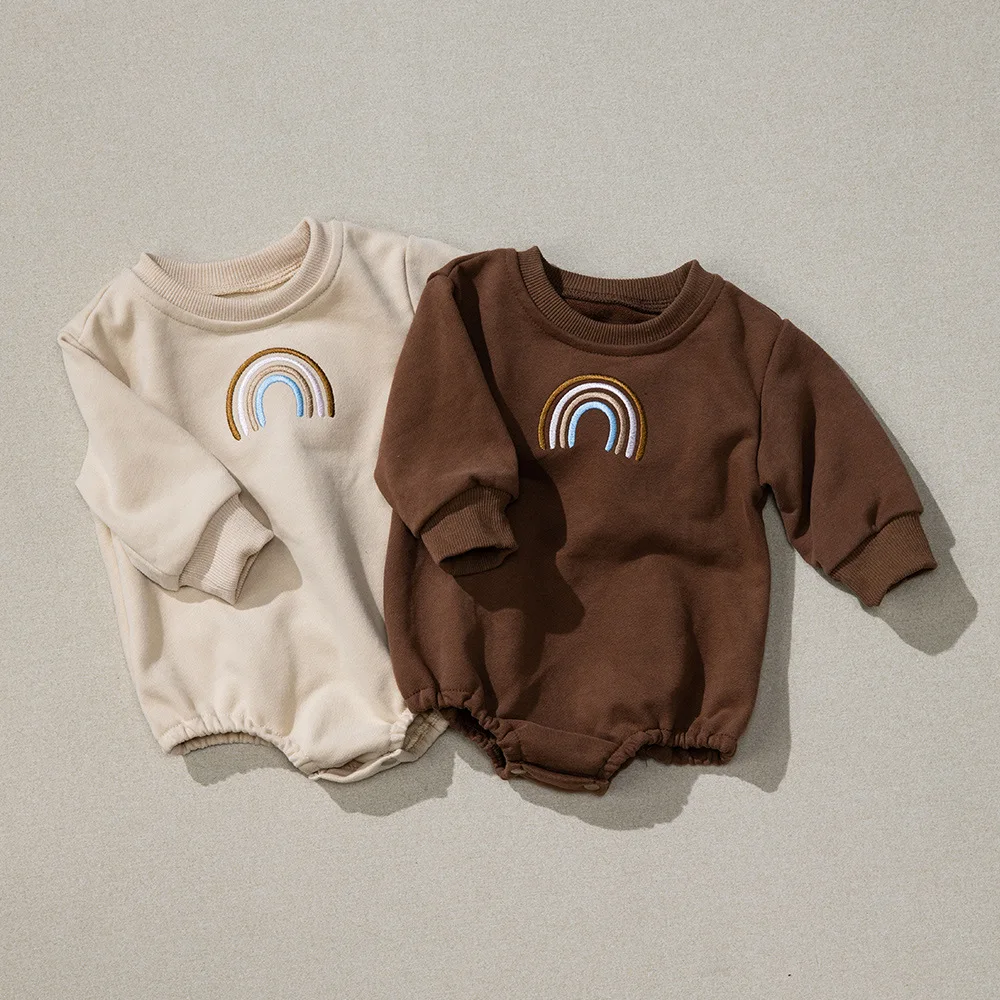 Spring and Autumn Newborn Clothing Long sleeved Rainbow Infant Bodysuit Fashion Baby Romper