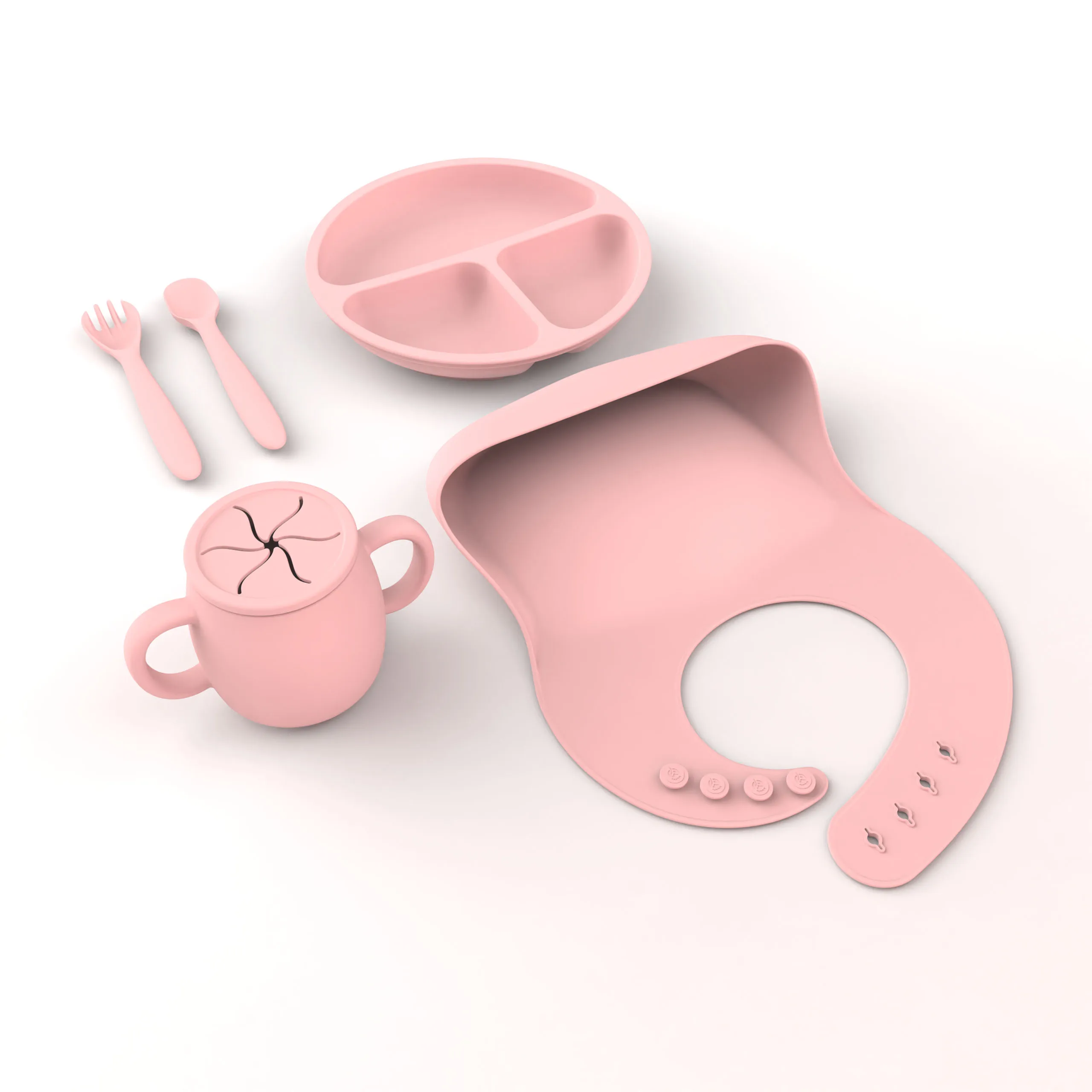2022 Eco Friendly Trending Supplies Weaning Baby Feeding Set Silicone Baby Tableware Bib Plate Suction Bowls