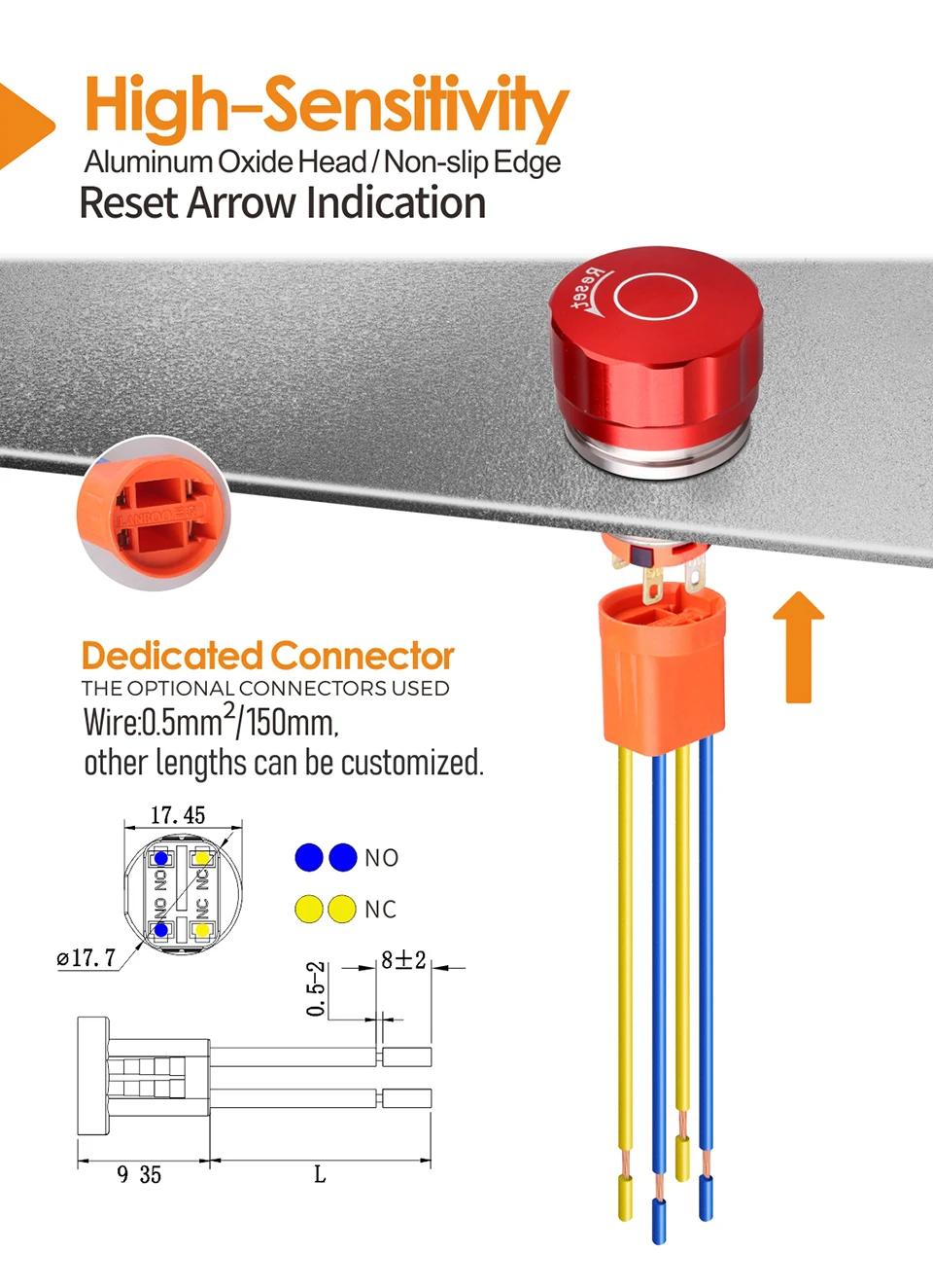 Lanboo 19mm 22mm Red Mushroom Emergency Stop Push Button Switch Without