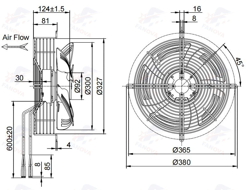 Ball Bearing, FANOVA, 300mm, 230VAC, Axial - detail 12