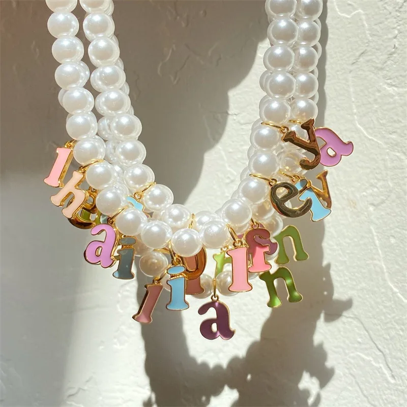 Custom Initial Letter Pendant Pearl 