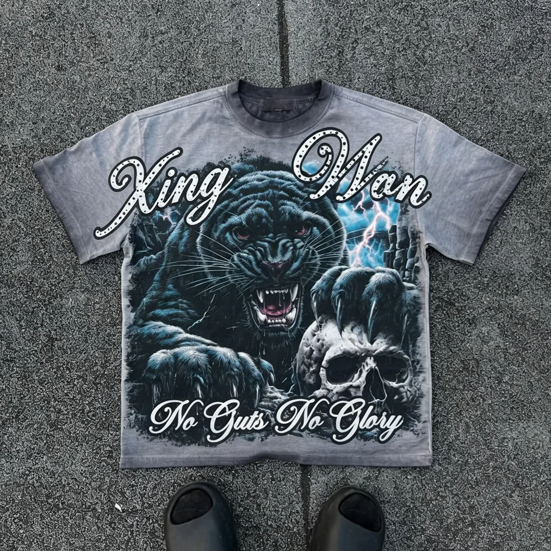 product vintage washed distressed dtg digital print t shirt summer mens loose heavyweight cotton short sleeve high end customizable113-1