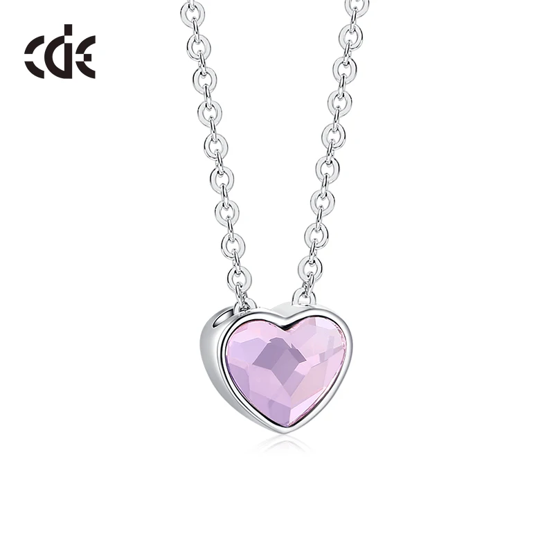 CDE YN0873 Fine 925 Sterling Silver Rose Gold Plated Jewelry Wholesale Customer Logo Pave Red Heart Shaped Pendant Necklaces
