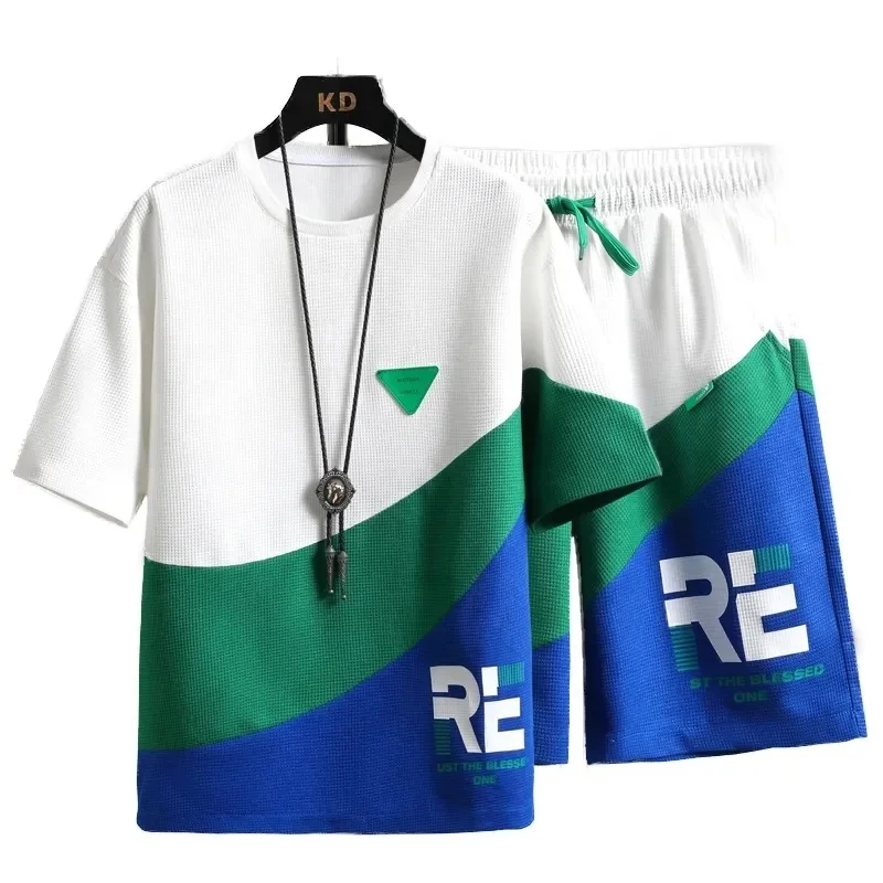 Men's Sport Set Summer Outfit 2 Piece Set Short Sleeve T-Shirts and trousers Casual Sweatsuit Set