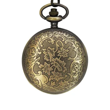 Pocket Watch Chain With Engrave Flower Japan Movement Style Pocket Watch