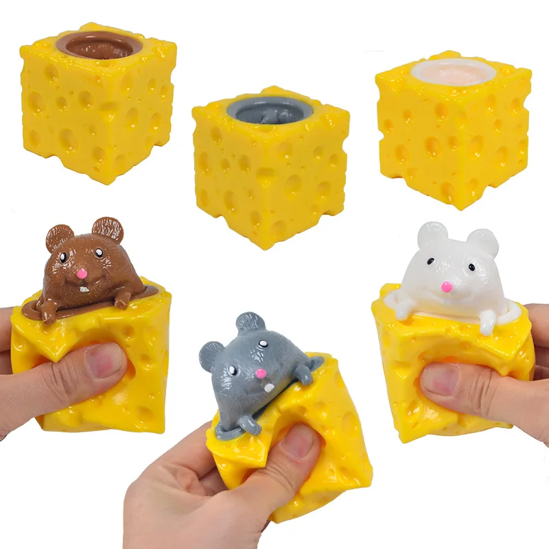 Pop Up Squishy Cheese Mouse Stress Relief Fidget Toys  Squeeze Cup Toy For Birthday Gifts Pop Up Squishy Cheese Mouse
