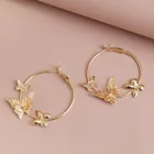 Hoop Fashion Simple Jewelry Butterfly Earrings Personalized Metal Circle Hoop Earrings