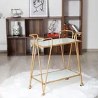 Cart Bar Cart Simply Design Luxury Gold Metal Bar Cart Wire Drawing Tempered Glass Customizable Bar Cart