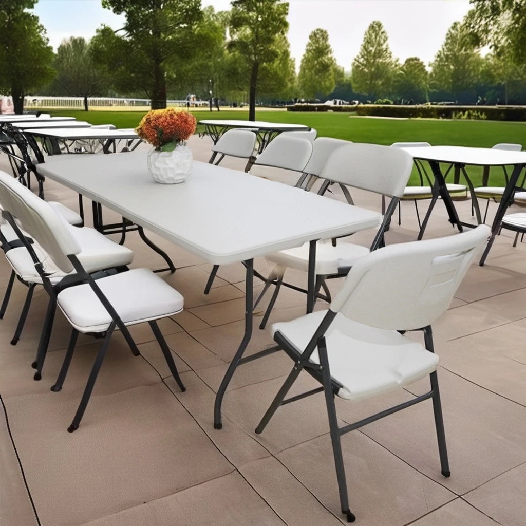 6ft Garden Event Travel Dining Comfort Hotel Events Outdoor Rectangular Folding In Half Tables 180