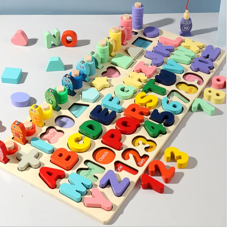 juguetes de aprendizaje de ortografía y contado letras y números magnéticos de madera juguetes para niños Kerta Juguetes de educación temprana del alfabeto inglés 