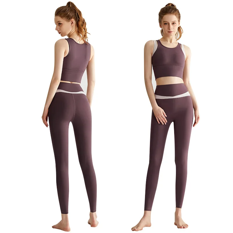Factory Direct Color-Matching Quick Dry Shock Proof Outside High Waist Fitness Yoga Wear Gym Female Set