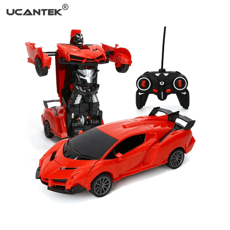 1:18 2 in 1 RC Car Remote Control Robot One Button Transformation Car Toys US 