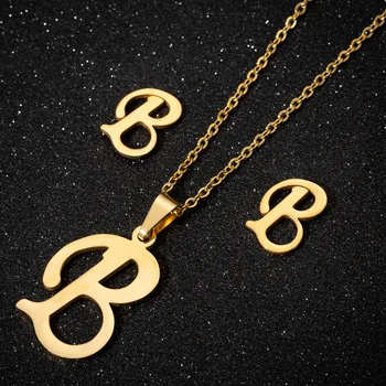 Gold Color 26 Letters Jewelry Old English Alphabe Necklaces for Women Choker A B C D E F G H I J K L M N O P Q R S T U V W X Y Z
