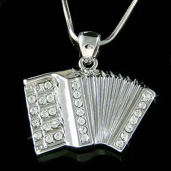 Folk music musical bass piano squeezebox accordion necklace pendant