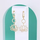 Earring Earrings Copper QSY Jewelry Brand Lotus Earring Cz Earrings Fashion Earring For Women Copper Jewelry CZ