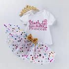 Summer Set Girl Sets Birthday Party Summer Short Sleeve Romper Tutu Set Pettiskirt Baby Girl 3 Pcs Clothing Sets