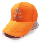 Orange Cap 100%cotton Flat Embroidery Adult Adjustable Hookloop Orange Baseball Cap 6 Panel Baseball Hats Custom Logo