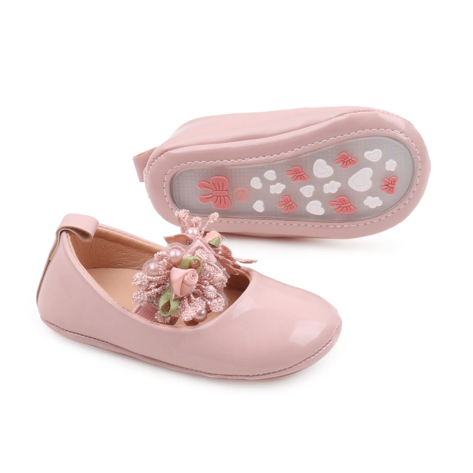 Baby Girls Solid Color Princess Design with Lace Flower and Elastic Band Breathable Toddler Shoes manufacture
