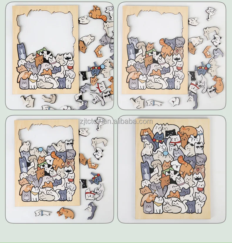 Benutzerdefinierte 3 in 1 Tier Holzpuzzle Puzzle Spielzeug Panda Katzen Hunde Lernpuzzle für Kinder Jungen Mädchen Geschenke Weihnachtsdekoration Herstellung