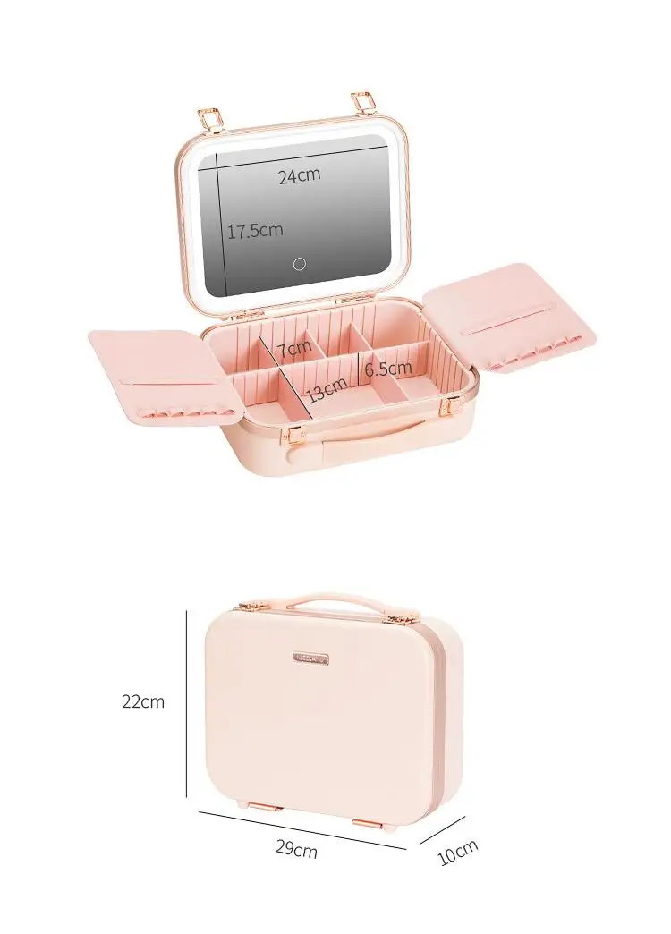 Hard Beauty Case Large Mirror Capacity Cosmetic Organizer Custom Hand Bag Travel Makeup Train Brush Storage Bag Case factory