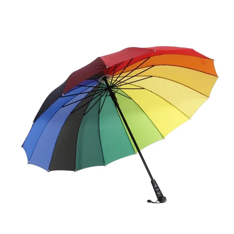 Wholesale Market rainbow color promotional 16k straight stick rain umbrella