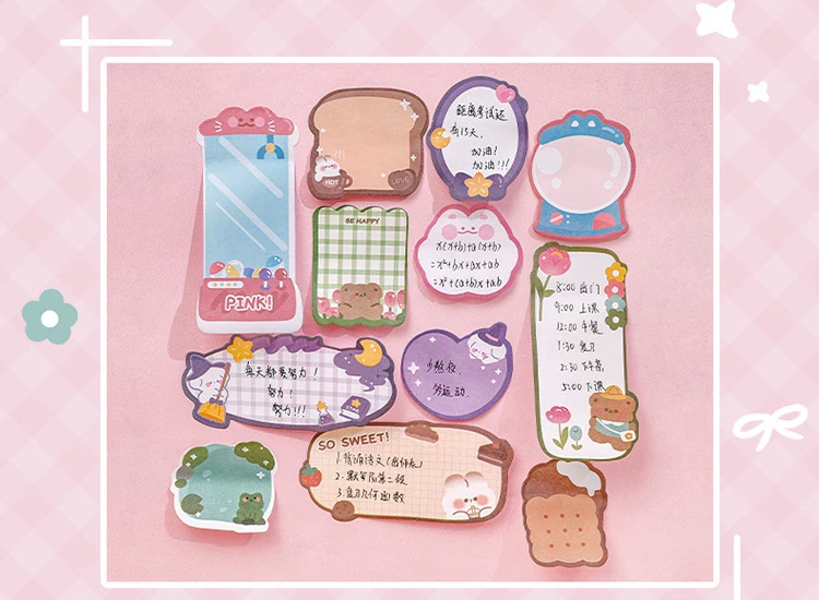 Cute Cartoon Sticky Notes Pack - Creative Self-Adhesive Memo Pads for ...