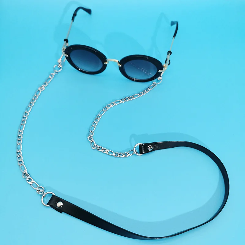 stainless steel silver eyeglass chains man women leather chain glasses strap glass chain eyewear accessories wholesale