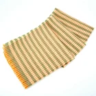Scarf Stylish Textured Base Yellow Tartan Plaid Small Check Yarn Dye Woven Designer Scarf For Women Stylish